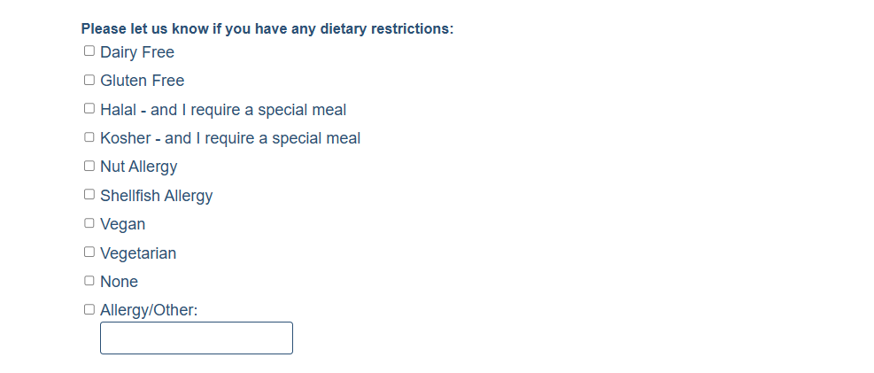 Survey form with radio buttons and a text box asking how you identify; options include binary and nonbinary.