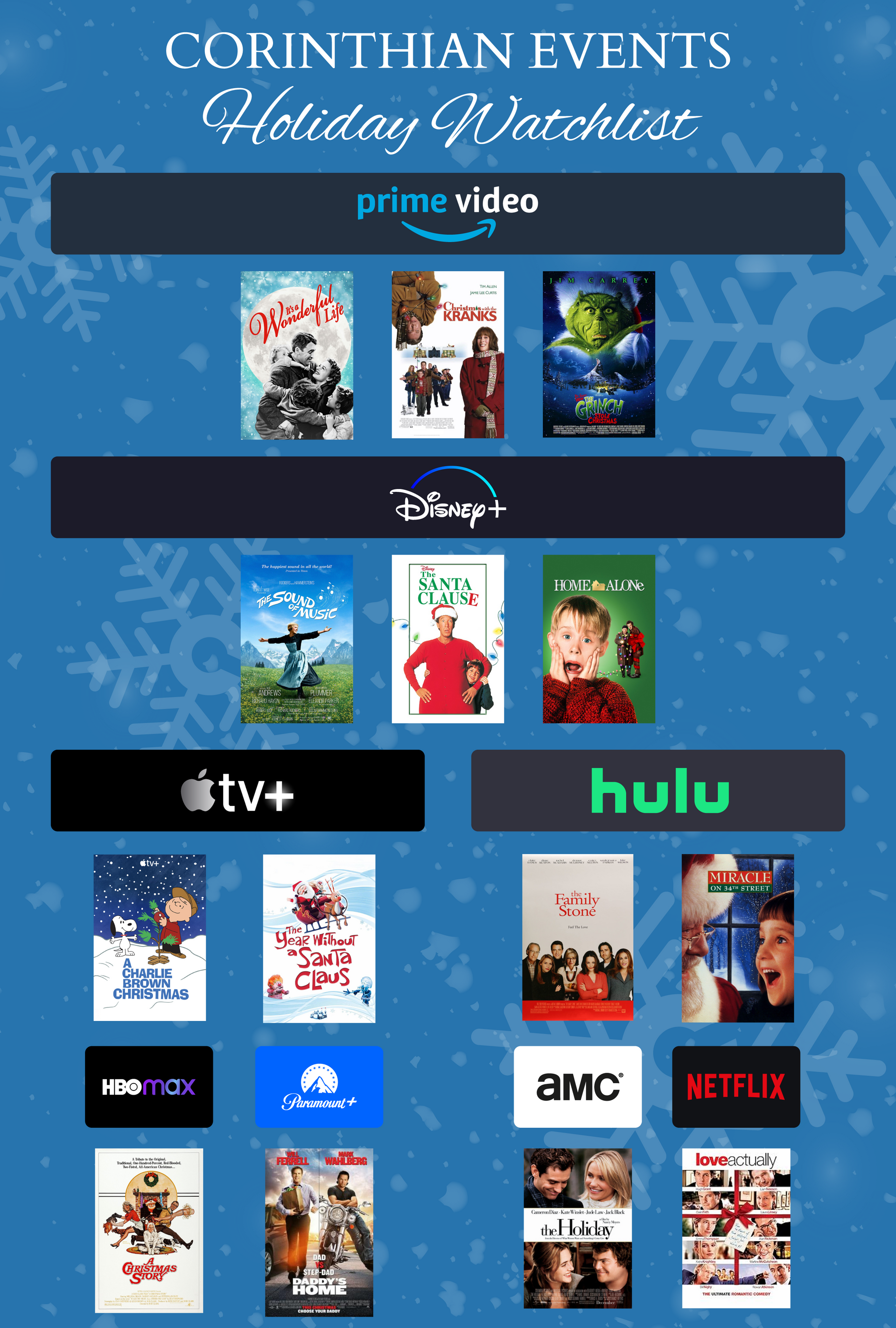 A list of corinthian events for the holiday season