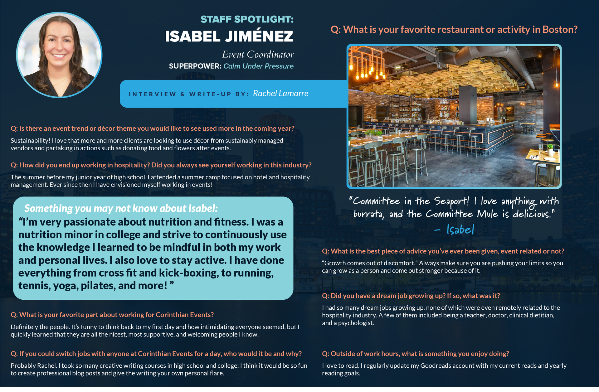 A picture of a woman with the name isabel jimenez on it