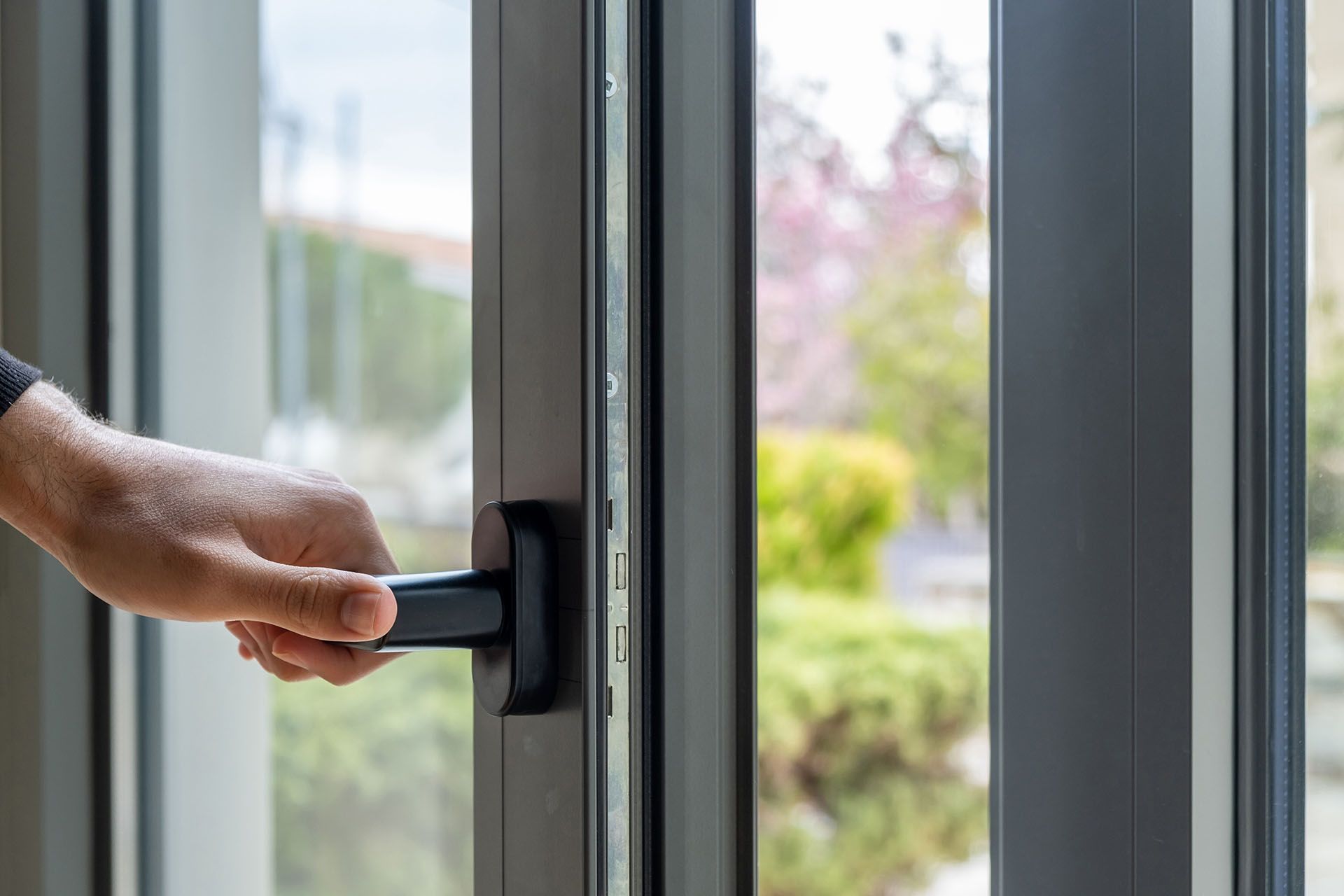 opening a glass door