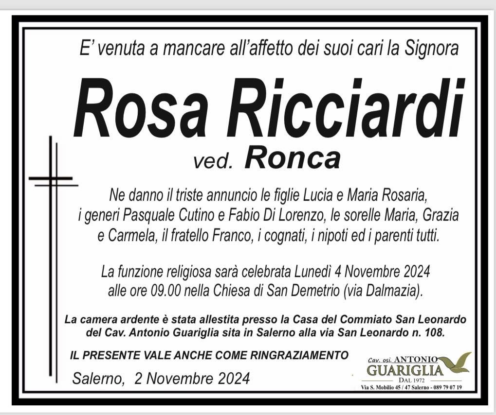 necrologio Rosa Ricciardi