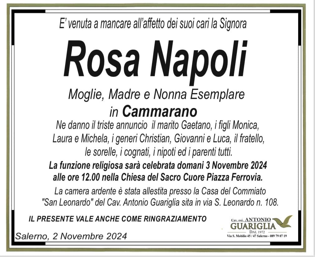 necrologio Rosa Napoli