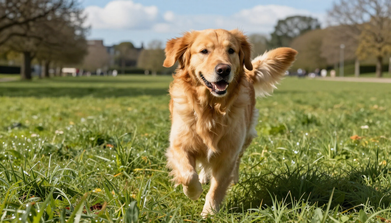 Chien heureux extérieur