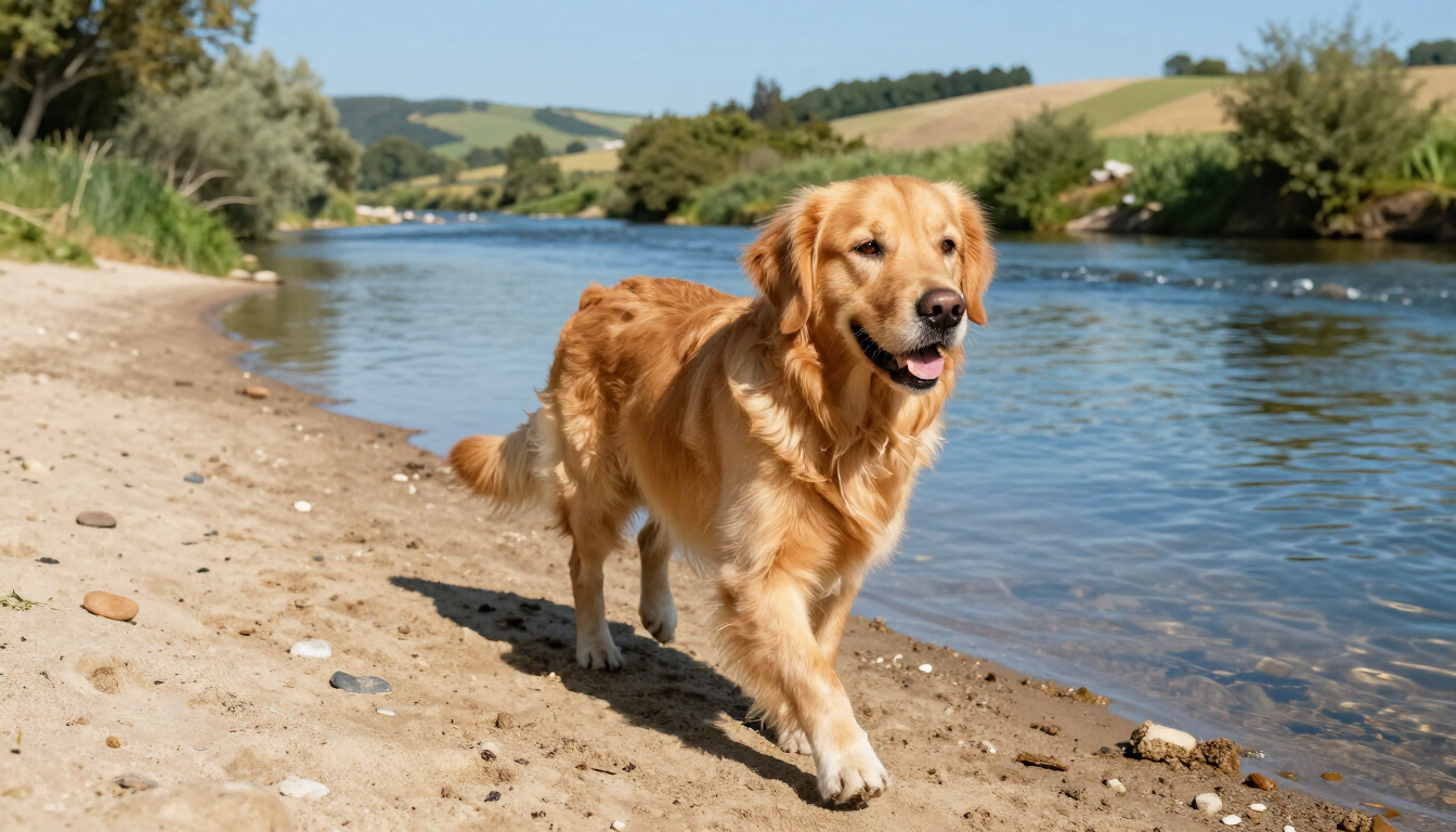 Chien en bord de Loire