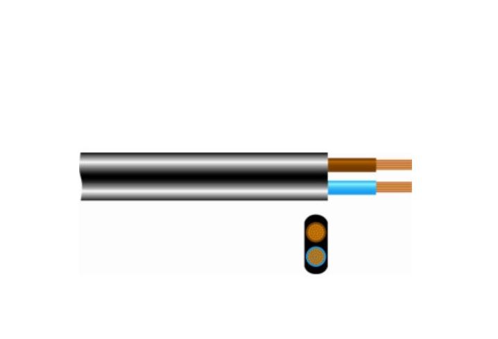 2-pin kabel VMVS 2X0.75 ZWART OVAAL
