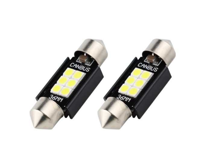 36mm Canbus festoon 6 leds (wit) (set van twee stuks)