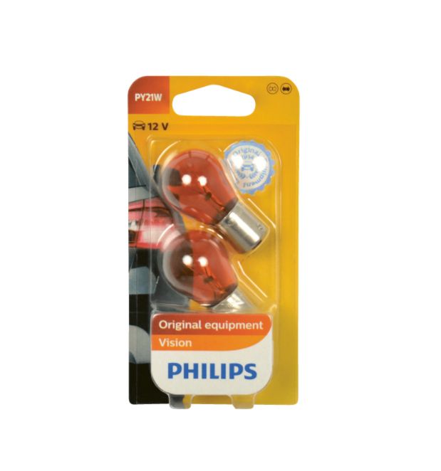PHILIPS Gloeilamp, knipperlamp Geel 12V 21W, 191, PY21W, BAU15s