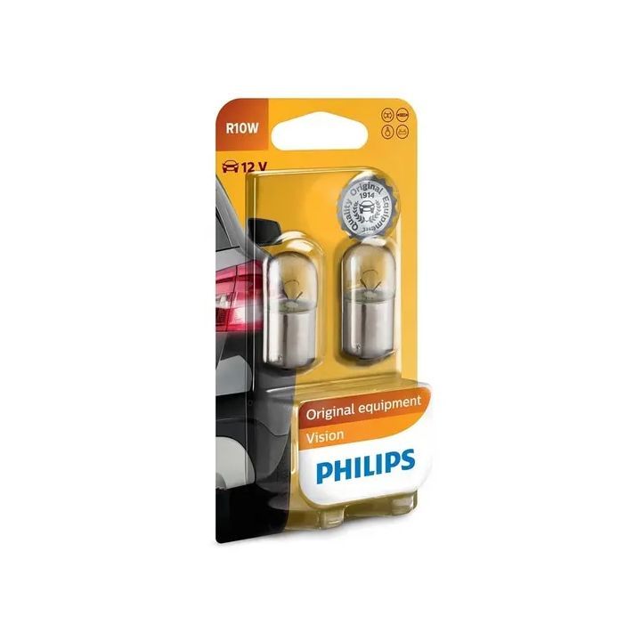 PHILIPS Gloeilamp R10W Blister-2 (set van 2 stuks)