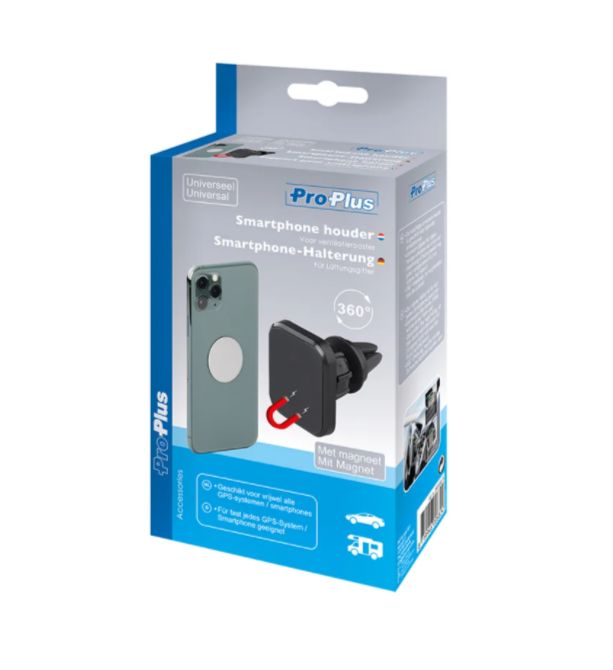 Universele smartphone houder met magneet voor ventilatierooster