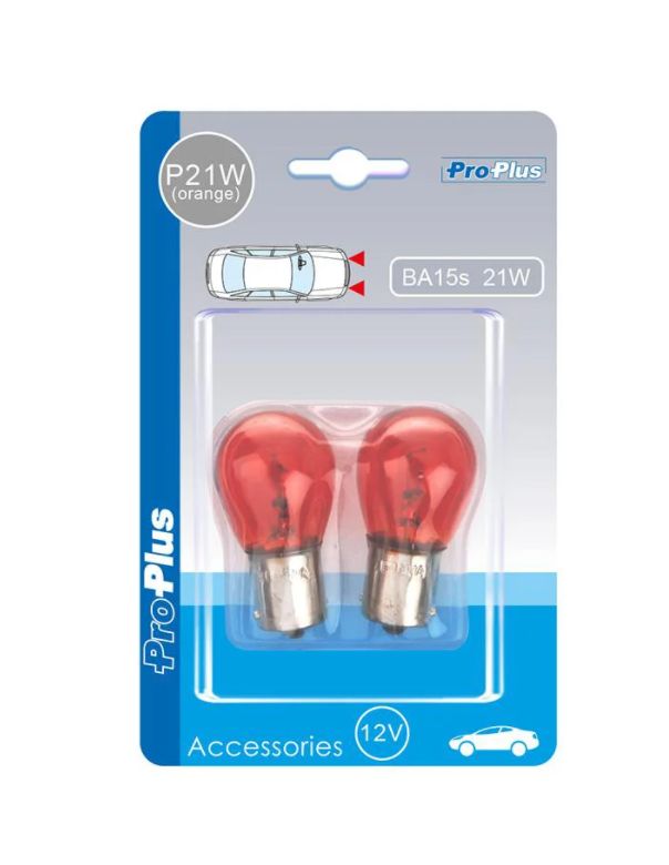 Autolamp 12V 21W BA15s oranje 2 stuks in blister