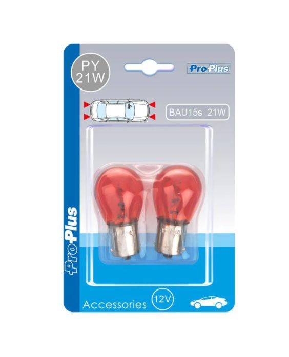 Autolamp 12V 21W BAU15s oranje 2 stuks in blister