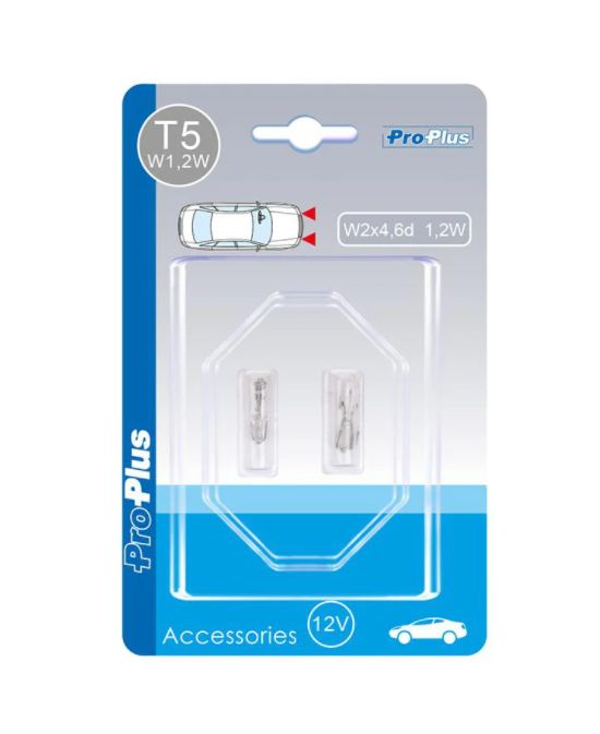 Autolamp 12V 1,2W T5 W2x4,6d 2 stuks in blister