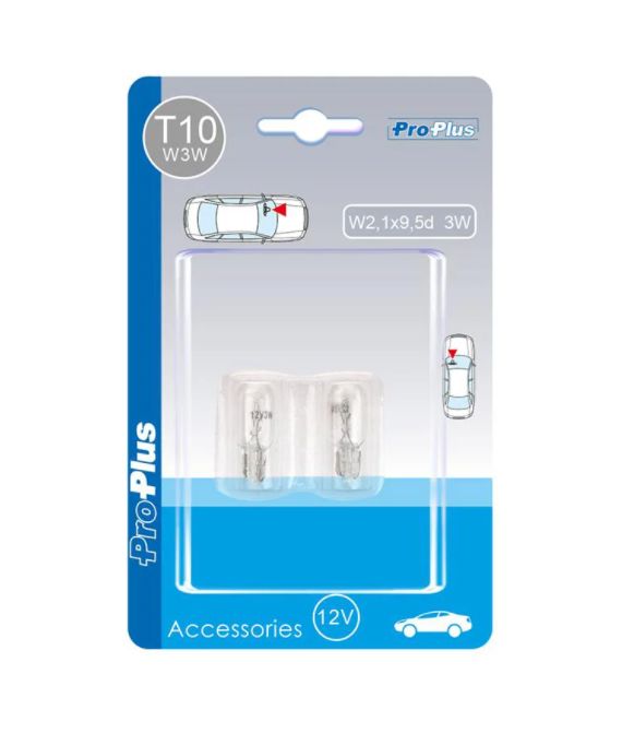 Autolamp 12V 3W T10 W2,1x9,5d 2 stuks in blister