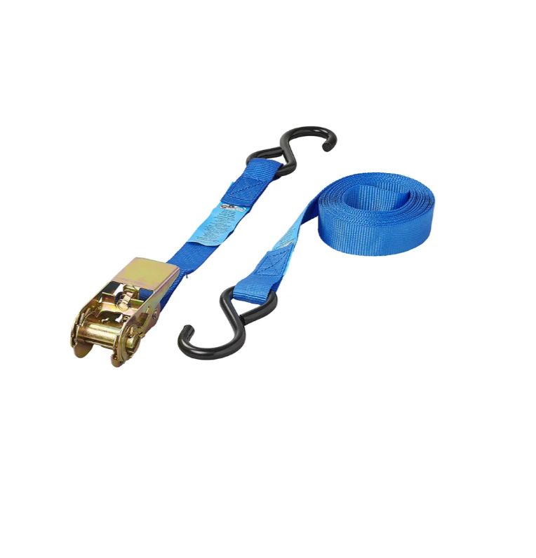 Spanband blauw met ratel + 2 haken 5 meter