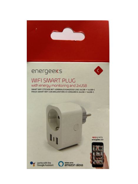 Energeeks Slimme Wifi Stekker met USB-A en USB-C Poorten - Single Smart Plug