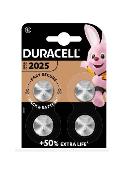 Duracell knoopcel batterijen CR2025 3V - verpakking 4 stuks