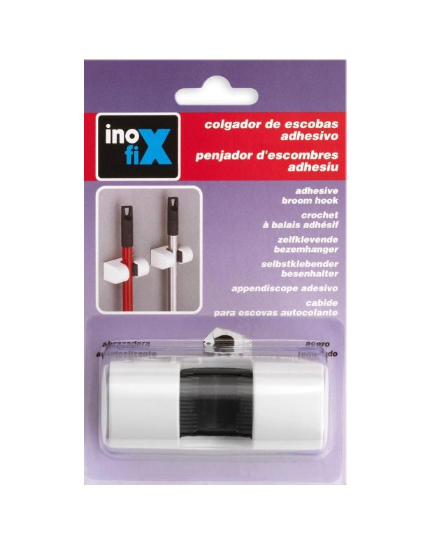 Inofix Wit Ophanghaak Bezemhanger Zelfklevend of Schroefbevestiging