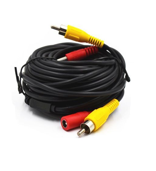 10m RCA kabel met 12V kabel voor achteruitrijcamera