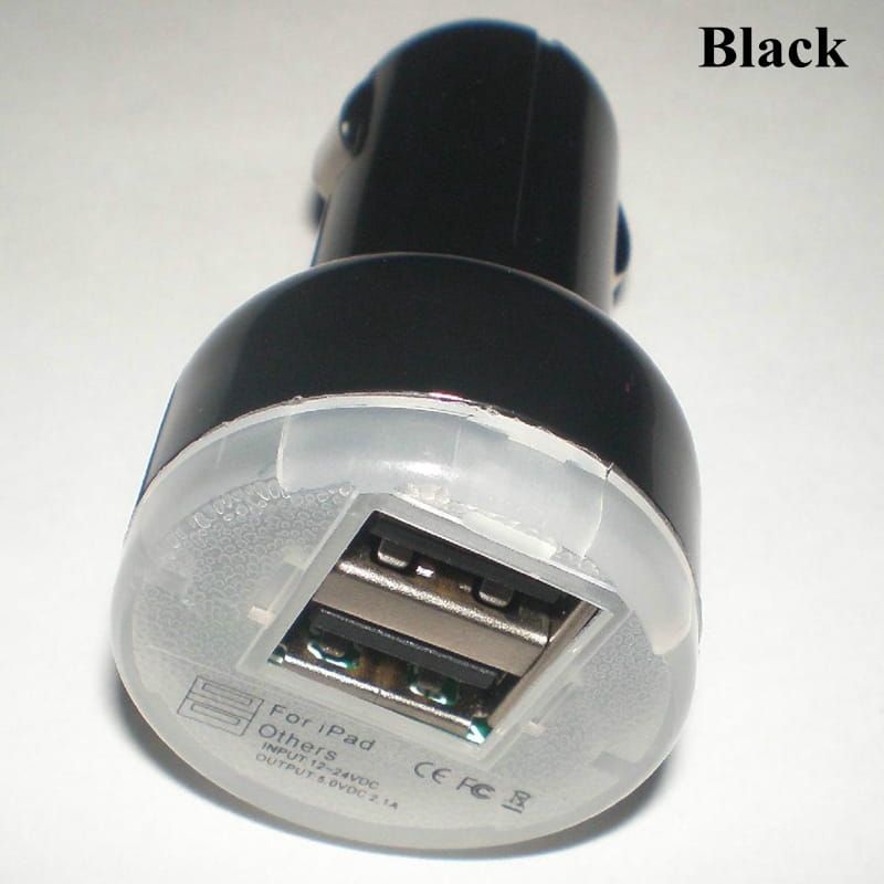 Dubbele 2 poorts usb mini autolader (Zwart)