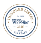 Marquis Who’s Who Honored Listee seal, 2025, Est. 1898, Over 125 Years