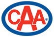Un logo caa rouge et bleu dans un cercle bleu