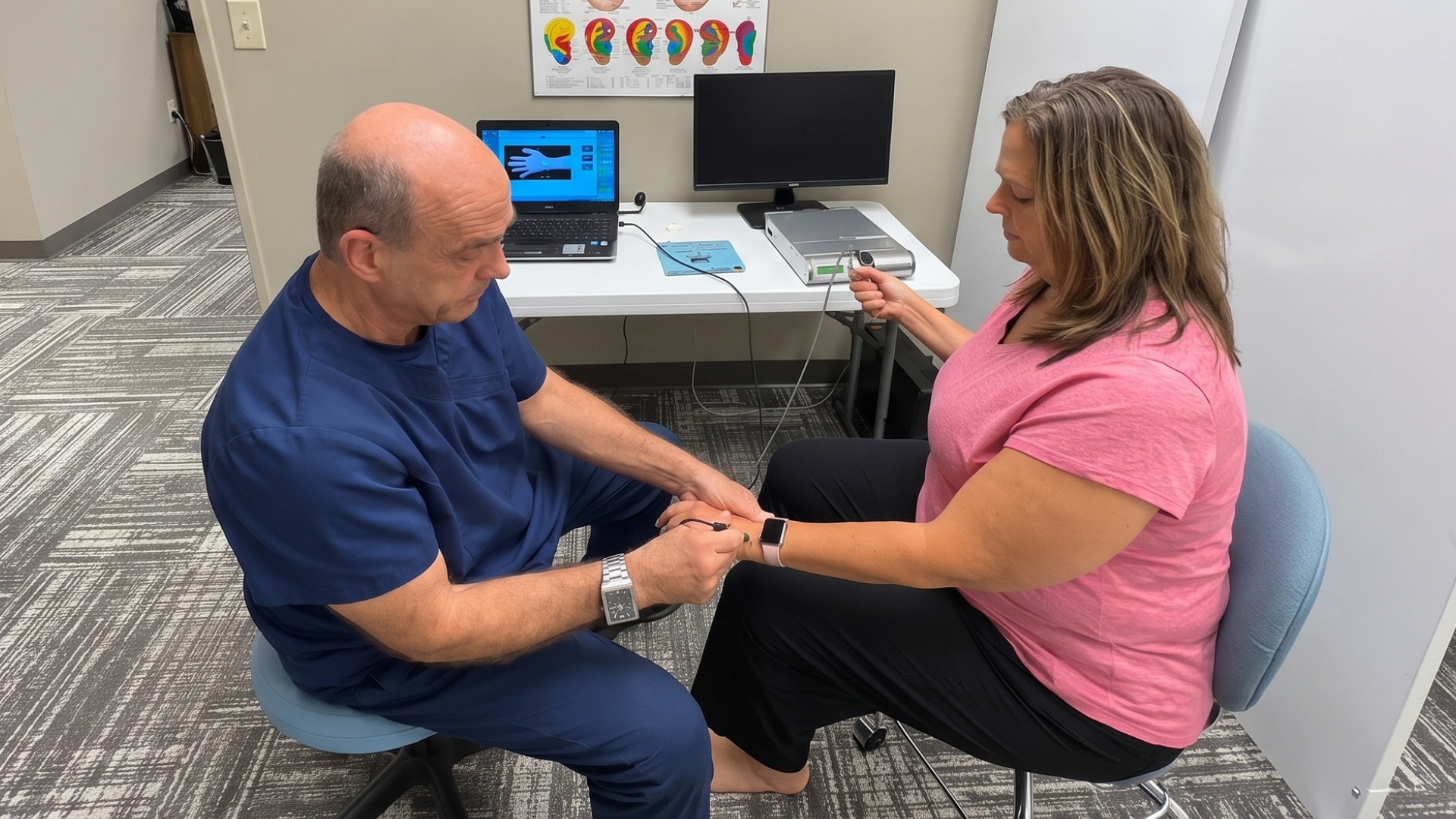 Dr. Eyrich and a patient in his clinic