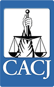 Logo featuring a hand holding a set of scales above the blue text