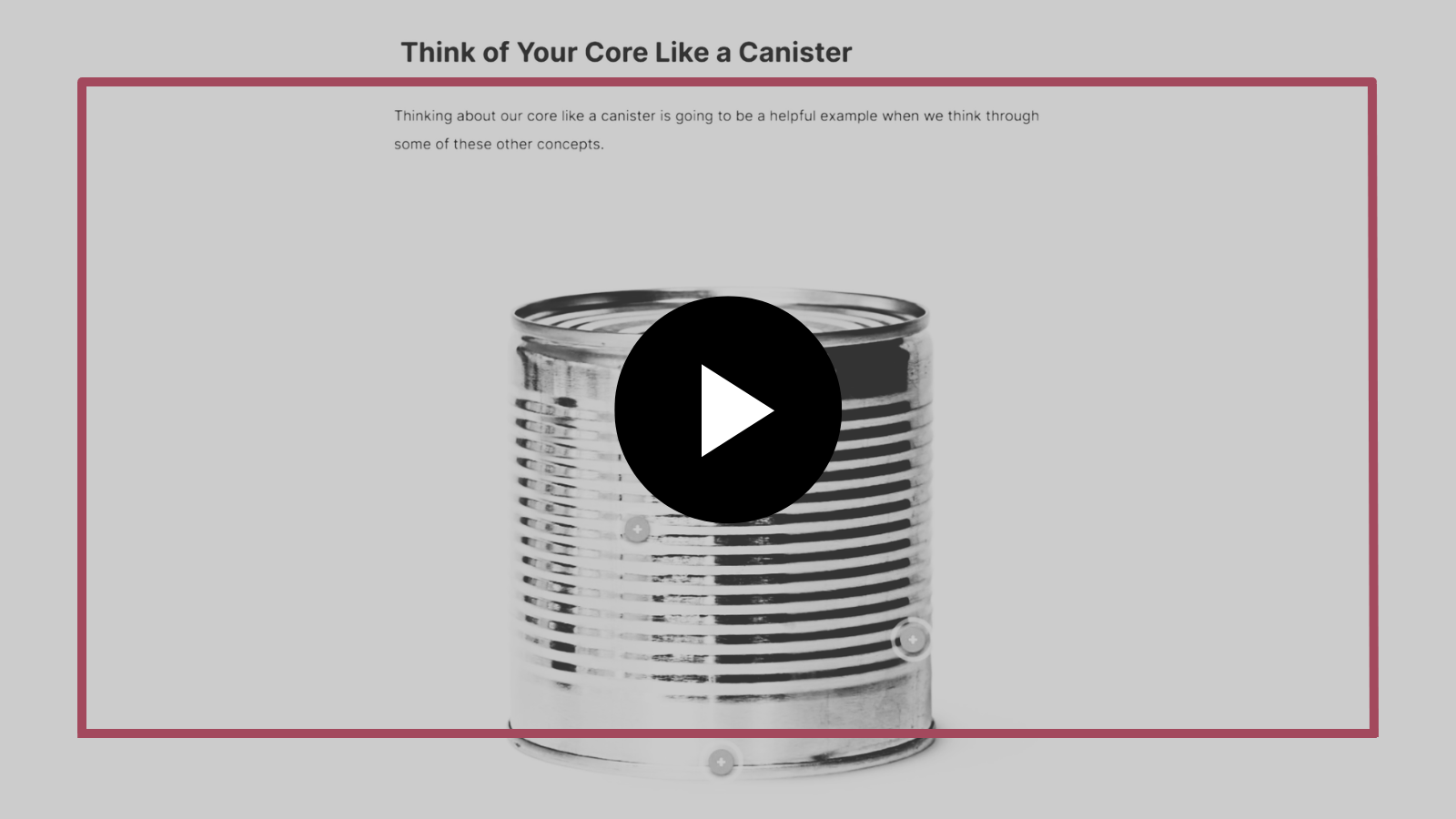 Can labeled “Your Car Is Like a Canister” with a black-and-white can graphic and play button overlay