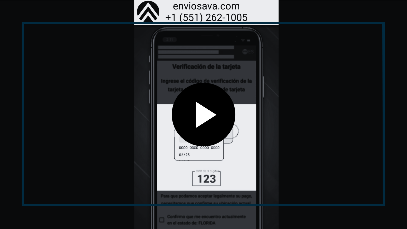 Paused video showing a smartphone screen with a CAPTCHA prompt and “123” input button