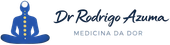 Logotipo com figura azul em meditação e texto “Dr. Rodrigo Azuma” e “Medicina da Dor”.