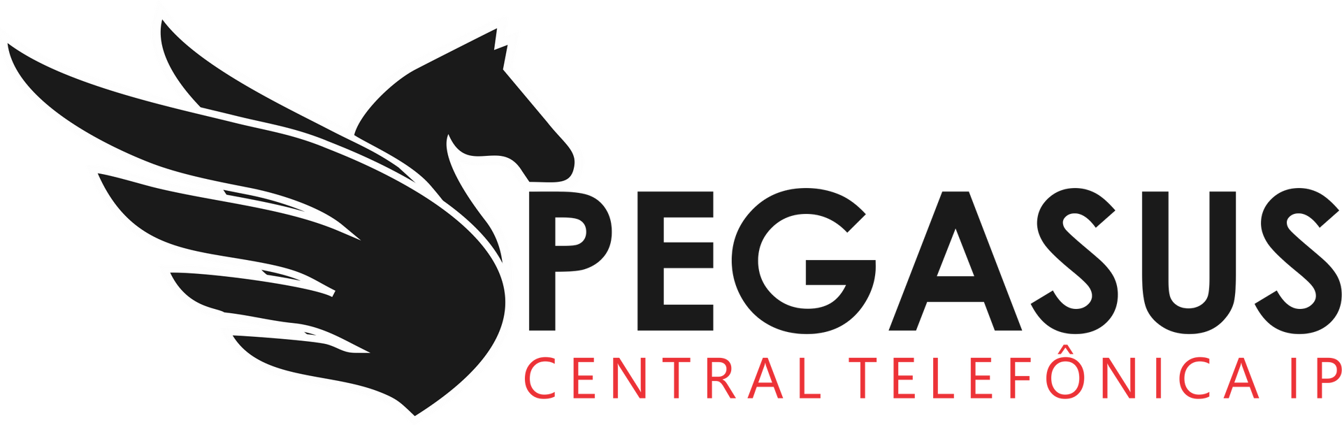 Um logotipo para a pegasus central telefonica ip com um cavalo com asas