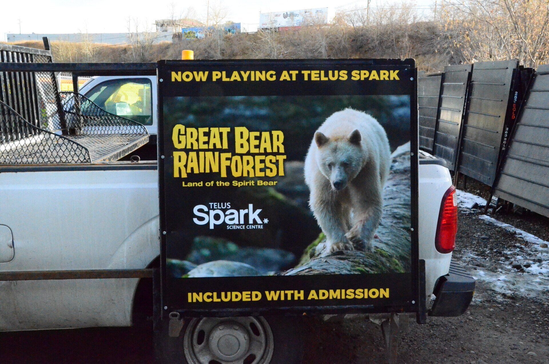 Truck bed advertisement for 