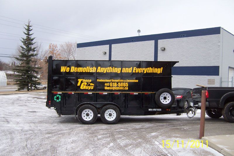 Black demolition trailer with