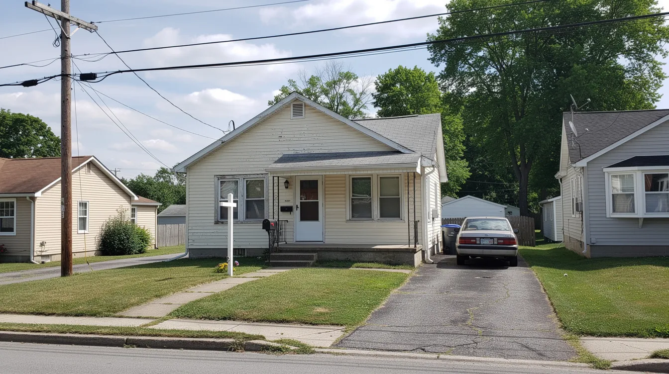 The image depicts a typical family home in Mattydale, NY, showcasing a charming two-story structure with a well-maintained lawn and a welcoming front porch. This residential property represents the kind of real estate opportunities available in the area, ideal for potential investors and families looking to settle in Syracuse.