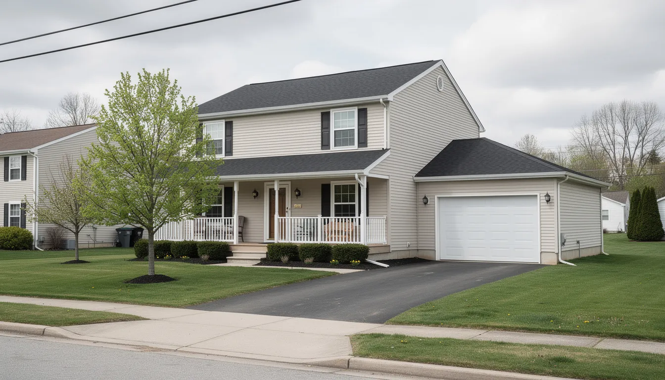 The image depicts a charming family-style home located in Bayberry, NY, surrounded by a well-maintained lawn and an oak tree, showcasing the inviting atmosphere of the neighborhood. This property is part of the real estate listings available through various agencies, including Howard Hanna and Kirnan Real Estate.