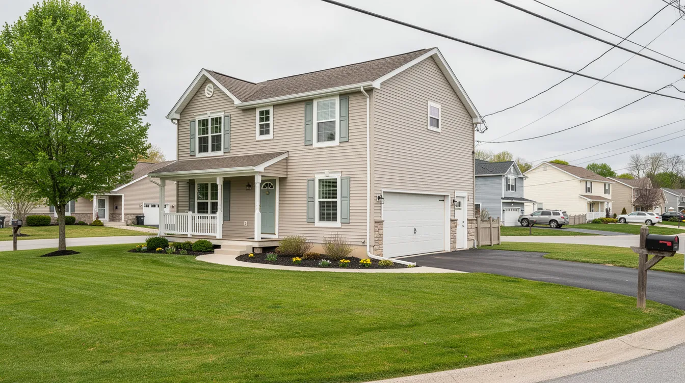 The image depicts a charming family home typical of Baldwinsville, NY, nestled in a friendly neighborhood. This property showcases a welcoming facade, ideal for buyers seeking a new home in the NY real estate market.