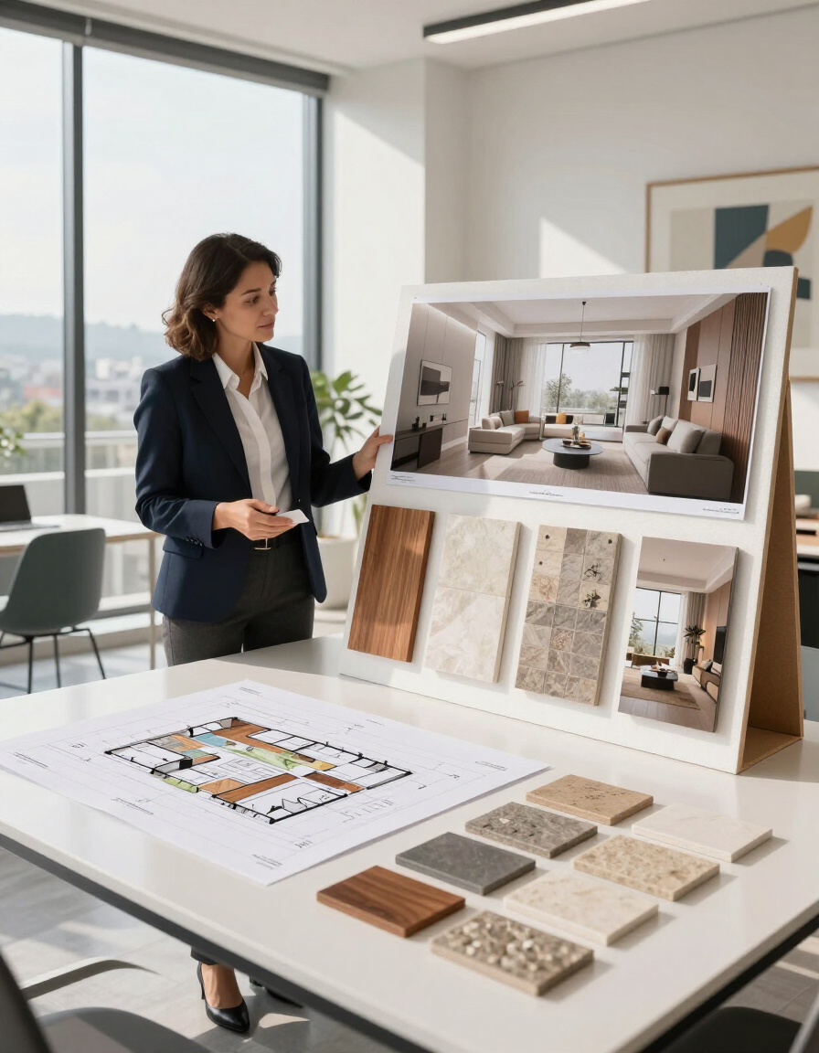 Arquitecto presentando un proyecto residencial