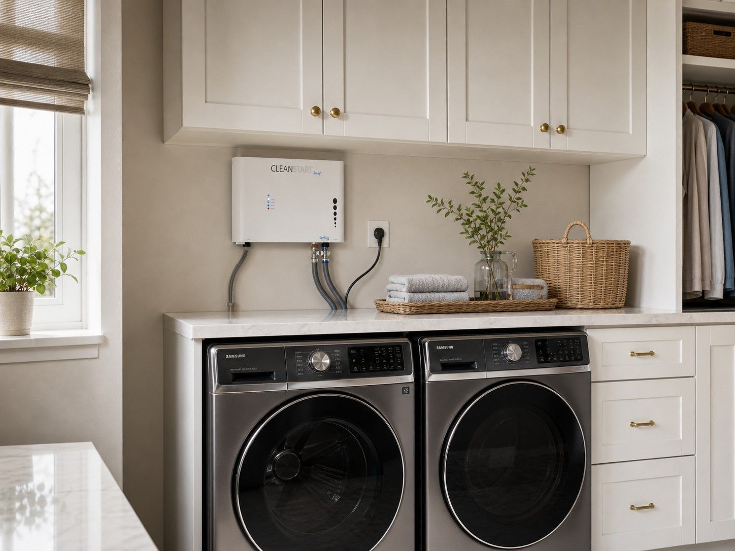 RainSoft CleanStart laundry system installed in a laundry room