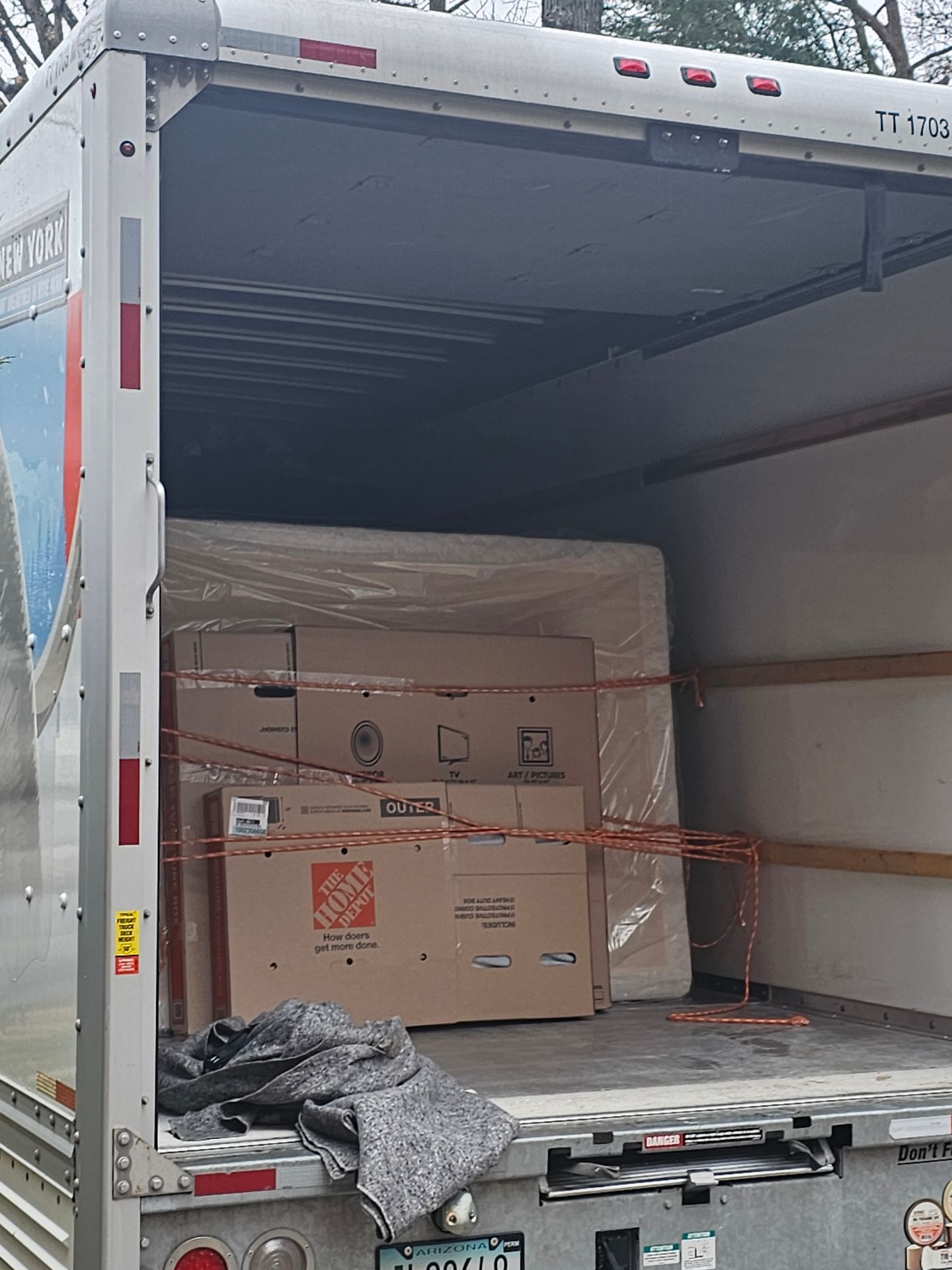 The back of a home depot moving truck