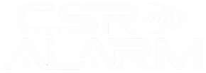 Faint white logo reading “CSR ALARM” with a diamond-shaped icon underneath