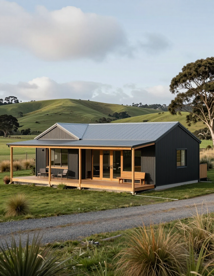 Modern pole shed home on a rural property