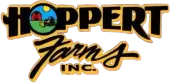 HopperT Farms Inc. logo with bold black and gold text and a green farm scene inside the “O”