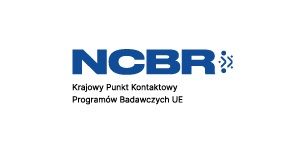 A blue and white logo for ncbr on a white background