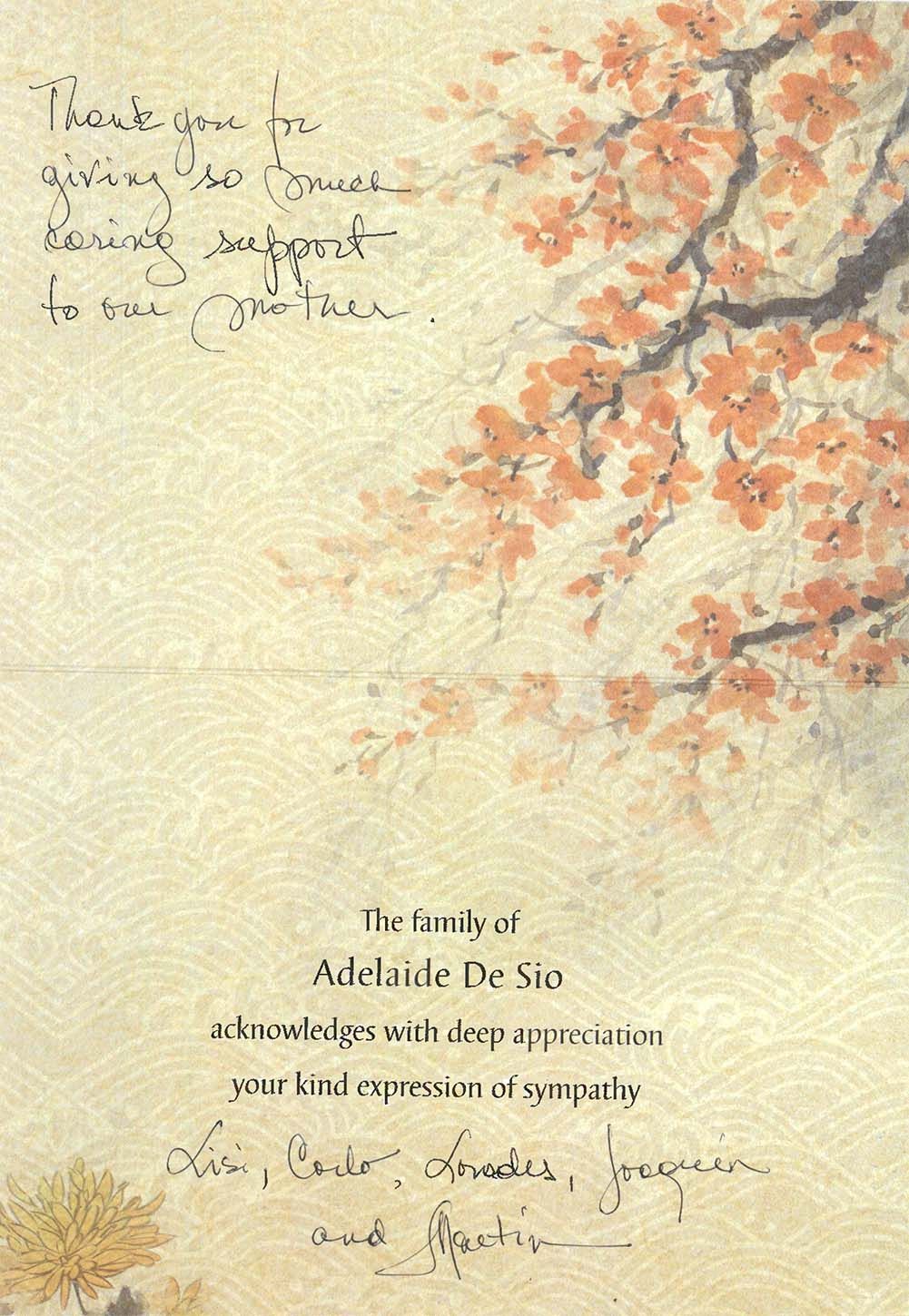 Cream background with orange blossoms and a small cursive inspirational quote near the center.