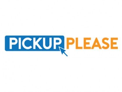 Blue and orange “PICKUP PLEASE” logo with a cursor arrow pointing at the text