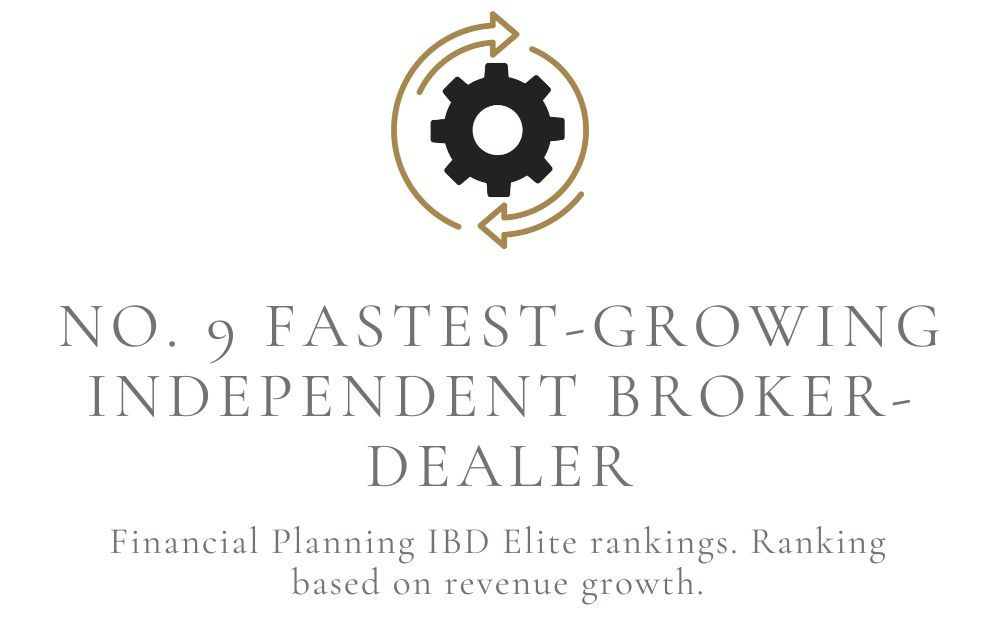 No. 9 fastest-growing independent broker-dealer with gear logo and financial planning ranking text
