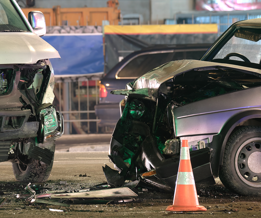 A car that has been damaged in a car accident