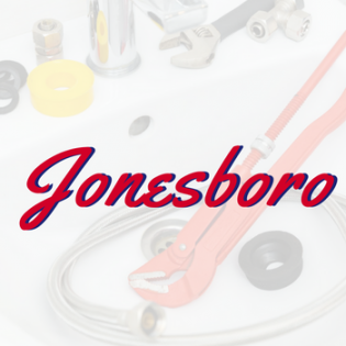 Jonesboro logo in red script over a faded background of tools and hardware parts