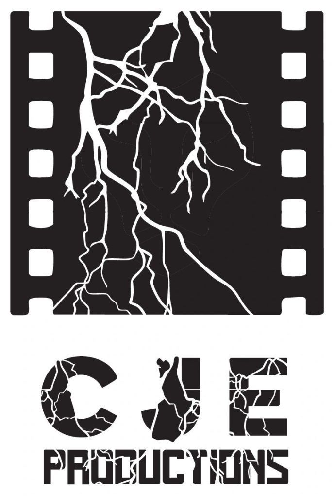 Black filmstrip logo with a lightning bolt and cracked text reading “CYE PRODUCTIONS”