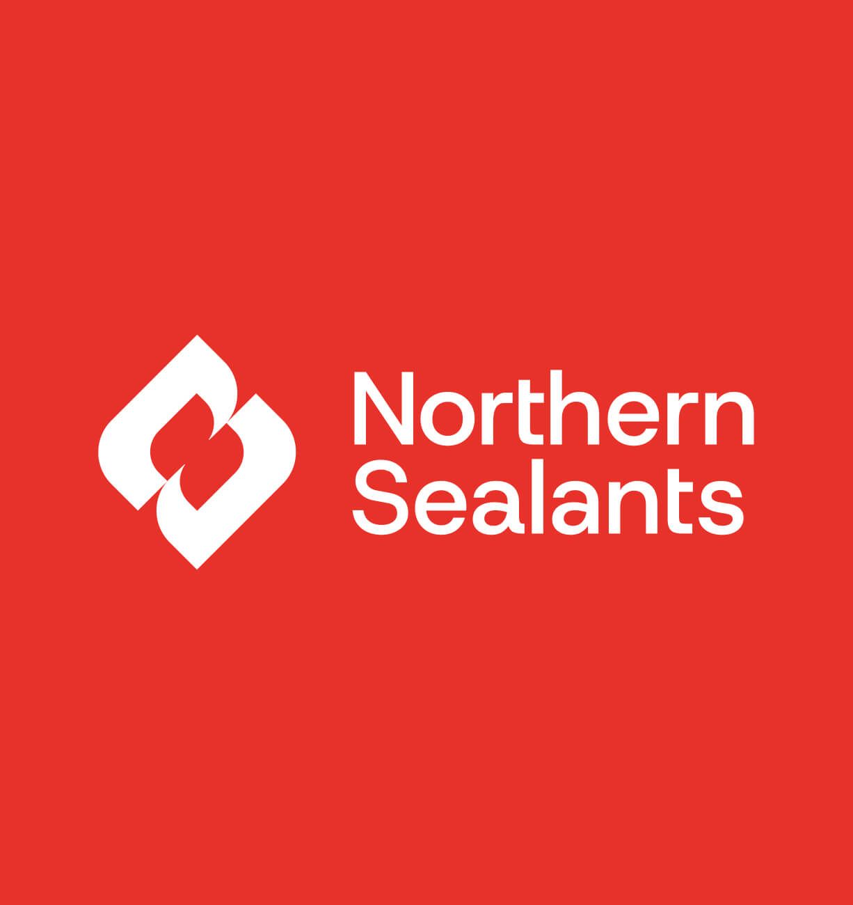 Northern Sealants logo on a red background with a white emblem and text